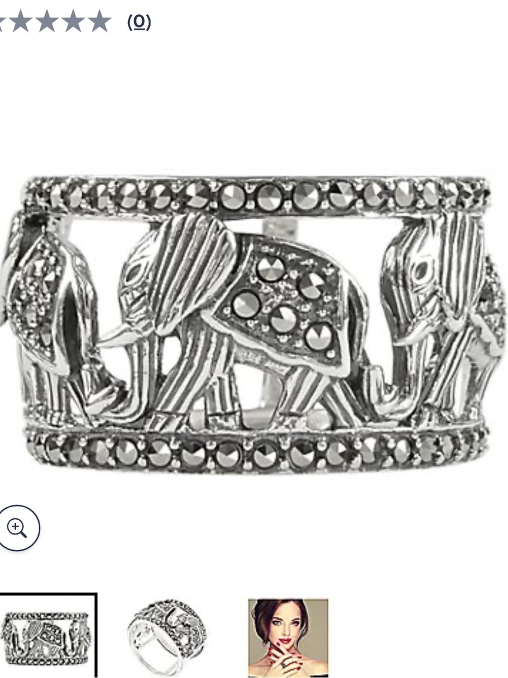 Aura by TJM Sterling Silver Elephant Ring 925 Marcasite Animal Ring Size 8